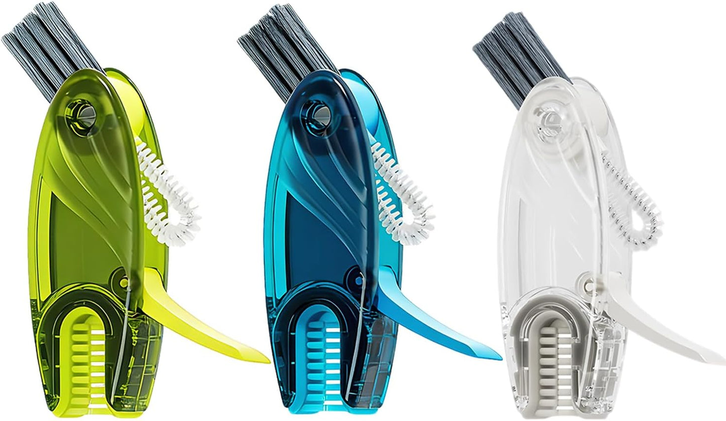 3 in 1 Cup Lid Gap Cleaning Brush Set, 2PCS Multifunctional Bottle Cleaning Brush for Bottle Gaps Bottle Cleaner Home Kitchen Cleaning Tools, Green&Blue
