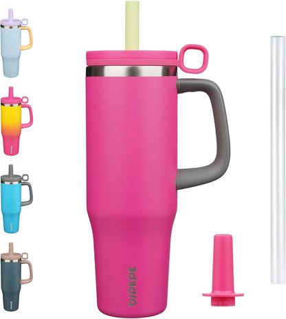 BJPKPK 50oz Insulated Tumbler with Handle Stainless Steel Travel Coffee Mug with Lid Reusable Large Water Bottle with Straw,Sky