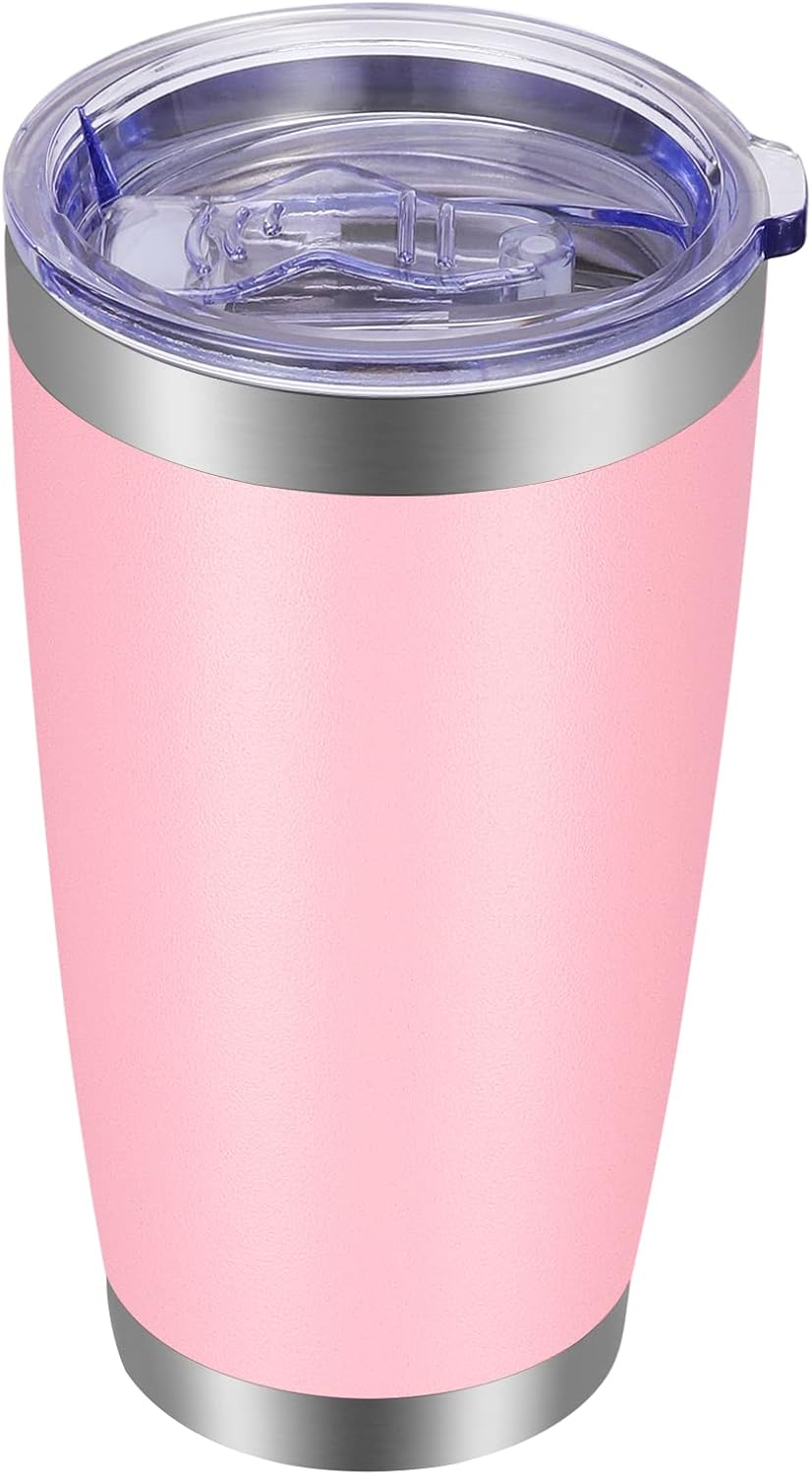 VEGOND 20oz Tumbler with Lid and Straw Stainless Steel Tumbler Cup Bulk Vacuum Insulated Double Wall Travel Coffee Mug Powder Coated Coffee Cup, Black, 12 Pack