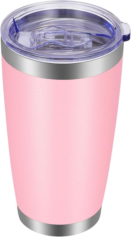 VEGOND 20oz Tumbler with Lid and Straw Stainless Steel Tumbler Cup Bulk Vacuum Insulated Double Wall Travel Coffee Mug Powder Coated Coffee Cup, Black, 12 Pack