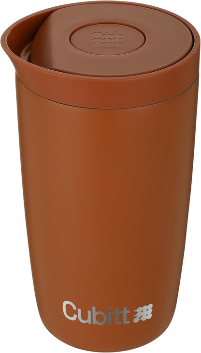 Cubitt Coffee Mug 12oz – Smart Lid, Ceramic Interior, Leak-Proof, Stainless Steel, Sand