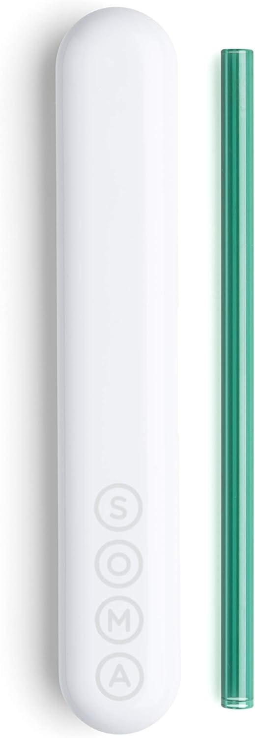 SOMA Reusable Glass Drinking Straw with Protective Silicone Travel Case and Cleaning Tool, 8-Inch, Eco-Friendly & Portable for Travel - Blush