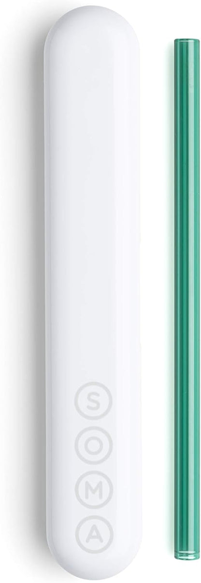SOMA Reusable Glass Drinking Straw with Protective Silicone Travel Case and Cleaning Tool, 8-Inch, Eco-Friendly & Portable for Travel - Blush