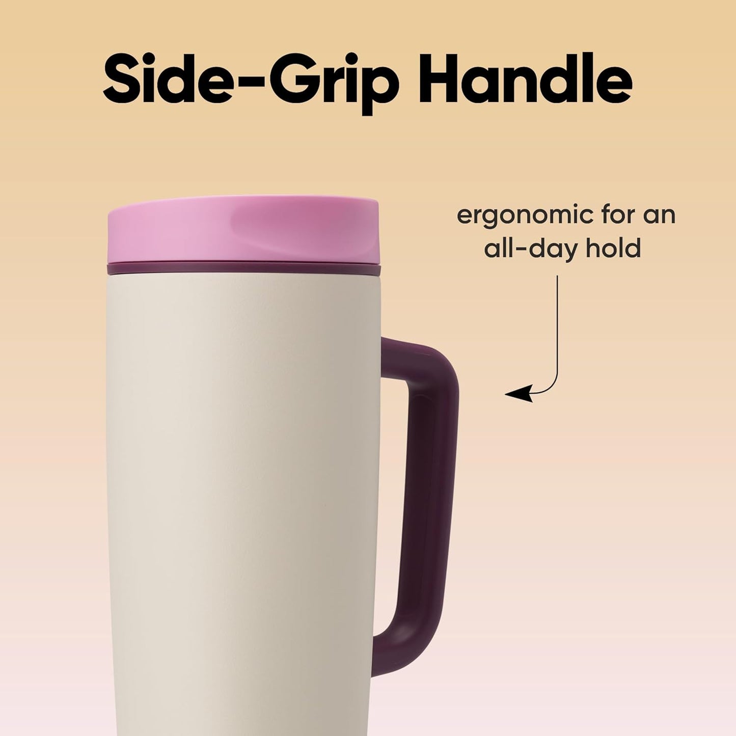 Owala SmoothSip Slider Insulated Stainless Steel Coffee Tumbler, Reusable Iced Coffee Cup, Hot Coffee Travel Mug, BPA Free 20 oz, Grey/Blue (High Dive)