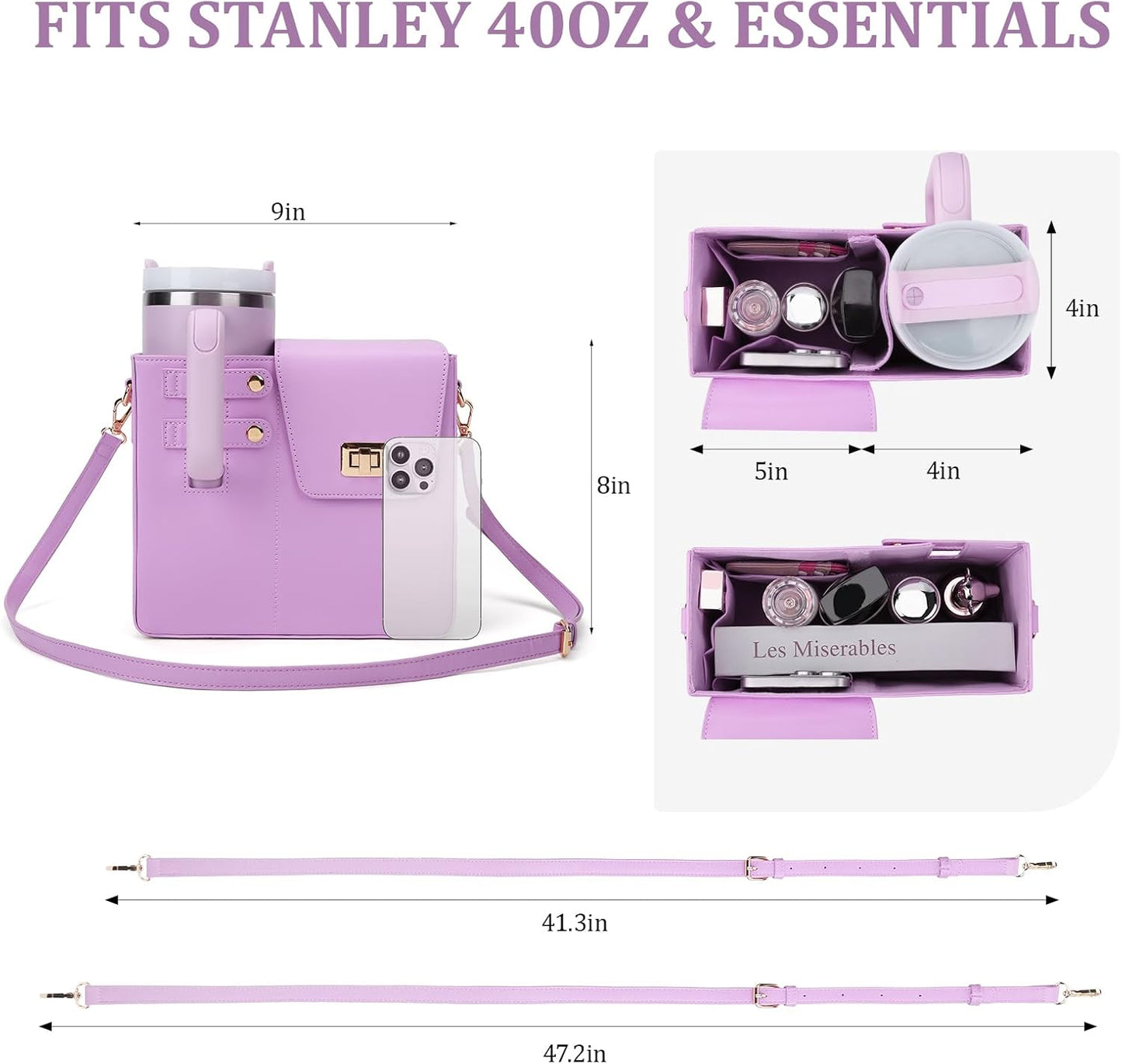 Stanley Purse Cup Holder Bag- Outdoor Portable Crossbody Bag for Stanley Cup Tumbler Purse