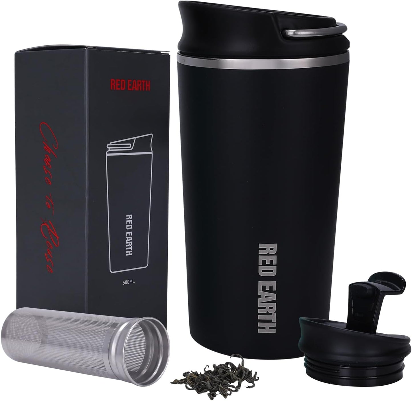 GiNT 17oz Travel Tea Mug with Infuser, 2 Lids. Vacuum Insulated 316 Stainless Steel Coffee Mug. Dishwasher Safe Tea Cup with Strainer for Hot & Cold Brew Coffee. Mothers Day Gifts for Mom (White)
