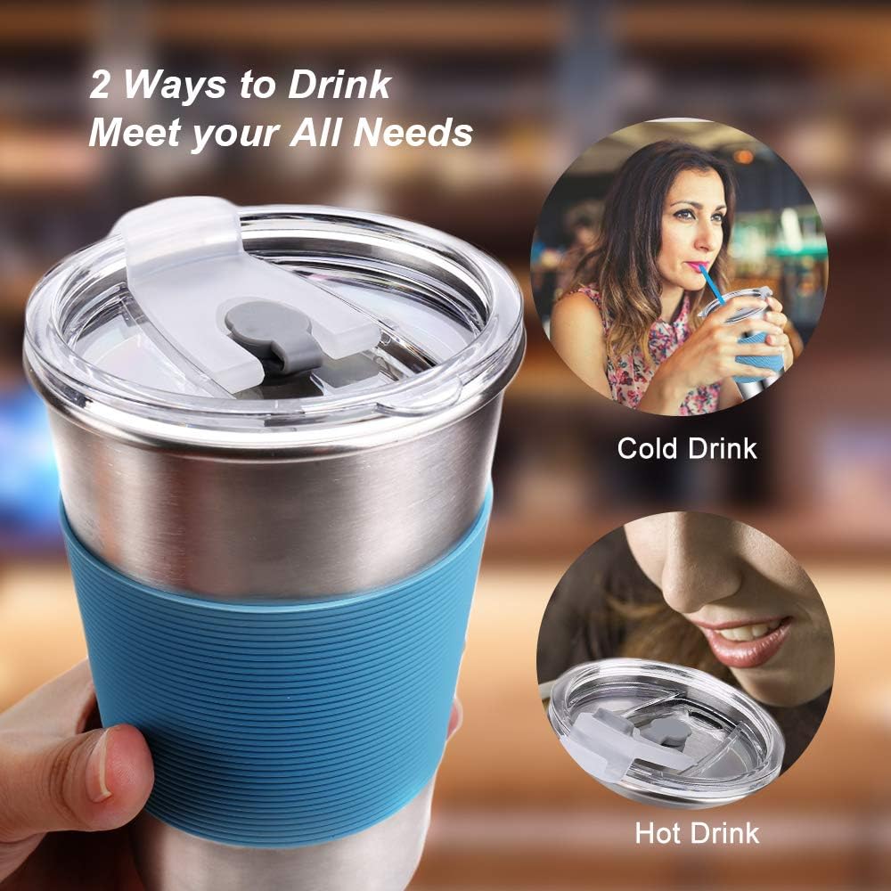 Water Tumbler with Lids, 6 Pack Stainless Steel Spill Proof Reusable Stacking 16oz Drinking Cups with Lids for Kids and Adults