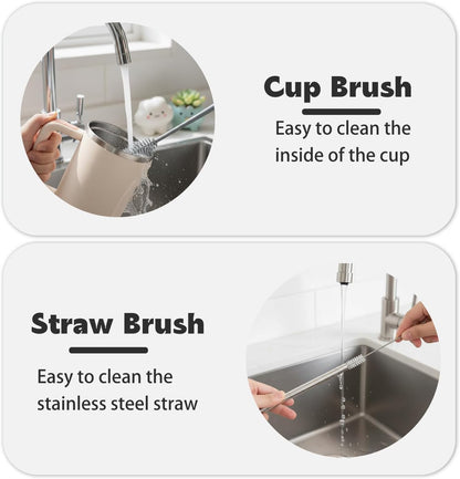 Replacement Straws for 40oz Stanley Tumblers,4 Pack Metal Straws Reusable Compatible with 40oz Cup,12" Extra Long Stainless Steel Straw with Silicone Tips,Cleaner Brush and Tumbler Brush