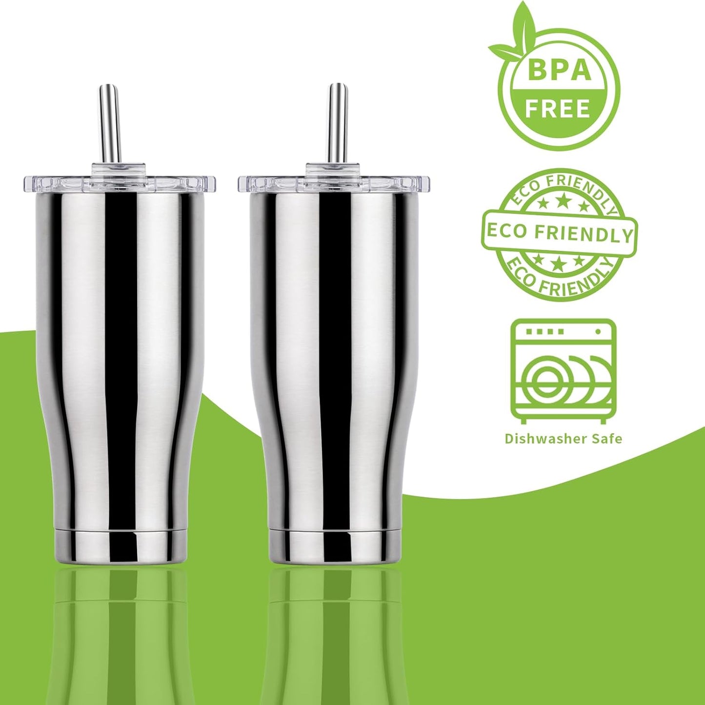Lazycorner 16 Pcs Metal Straw Reusable 8.5" 10.5" 6mm Stainless Steel Straws for Tumblers 20oz-32oz, Rainbow Drinking Straws with Silicone Tips, 4 Straw Cleaner Brush, 1 Travel Case