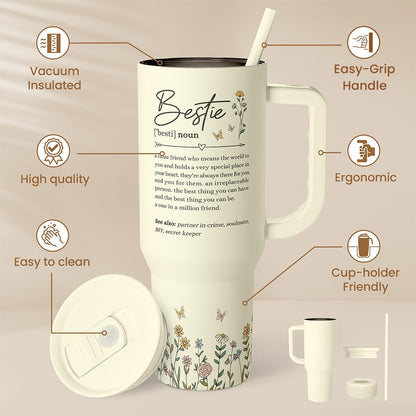 Floral Tumbler with Handle 40oz, Stainless Steel Insulated Tumblers Coffee Travel Mug Cup with Straw, Flower Coffee Cup Gifts for Women Girls, Gift for Her on Christmas Birthday Mothers Day