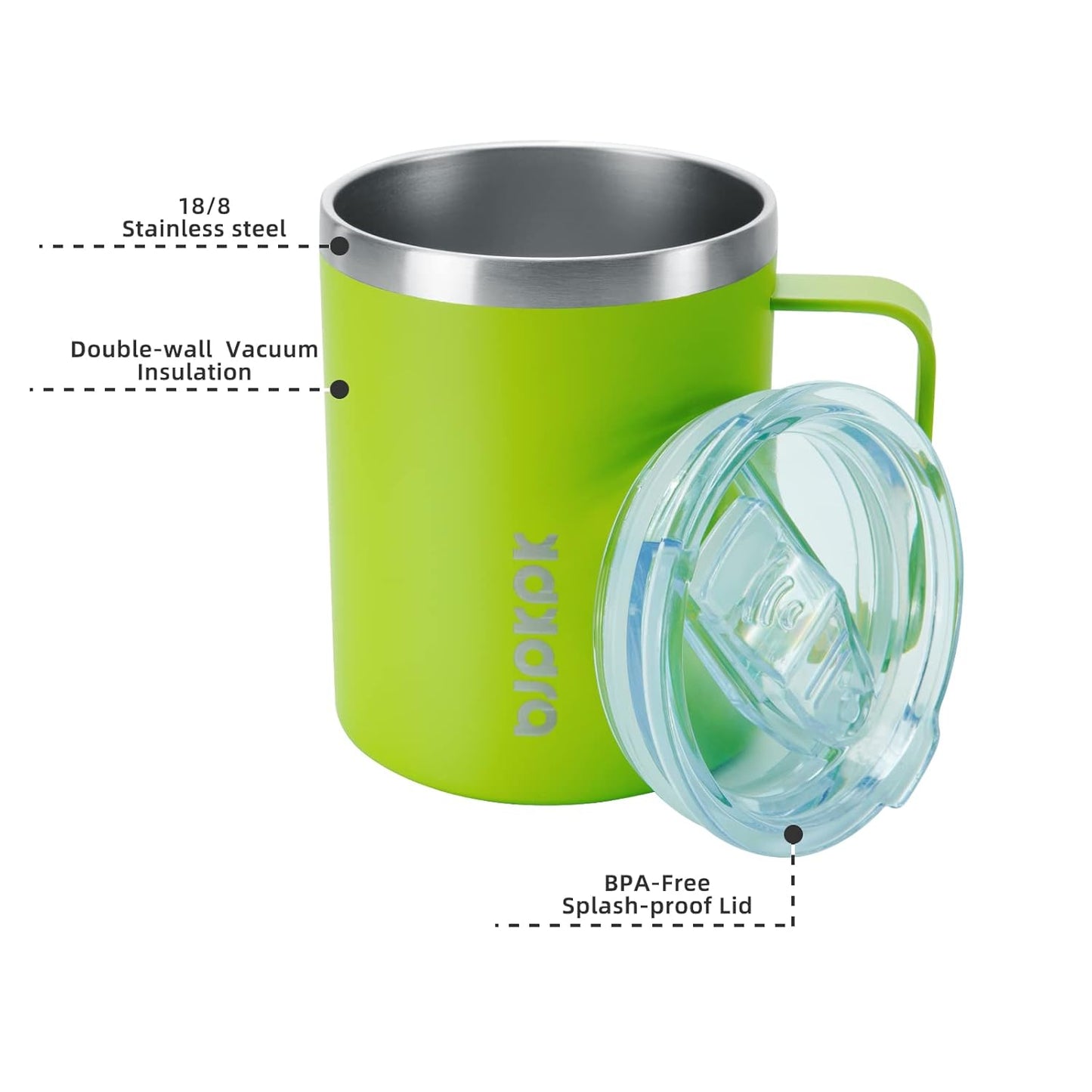 BJPKPK 2 pcs Insulated Coffee Mug, 14oz Insulated Tumbler with Lid, Stainless Steel Coffee Cups with Splash Proof Lid-White