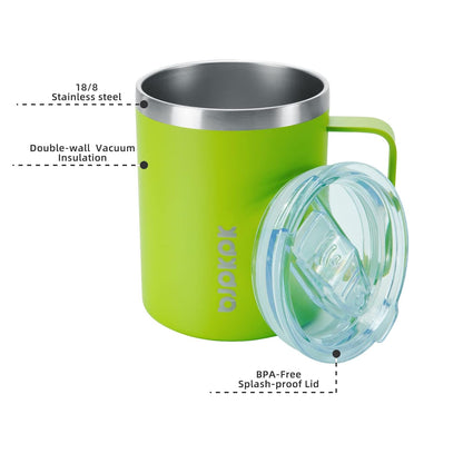BJPKPK 2 pcs Insulated Coffee Mug, 14oz Insulated Tumbler with Lid, Stainless Steel Coffee Cups with Splash Proof Lid-White