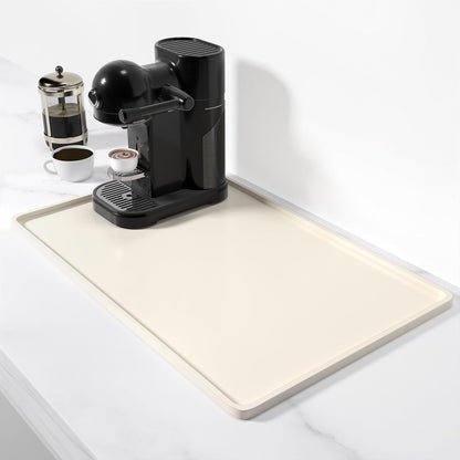 Rnivvi Silicone Coffee Mat, 16" x 24" Waterproof Raised Edge Coffee Bar Mats for Espresso Machine Station Accessories, Heat Resistant Detachable Dish Drying Pad for Kitchen Counter, Dish Rack, Green