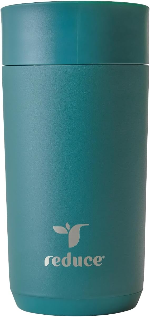 REDUCE Perk 10oz Insulated Coffee Tumbler – Leak-Proof with Lockable Lid and Vacuum Insulation–Durable Stainless Steel–Fits Car Cup Holders–One-Handed Travel Mug in Sand Leopard Print-Gentle Lavender