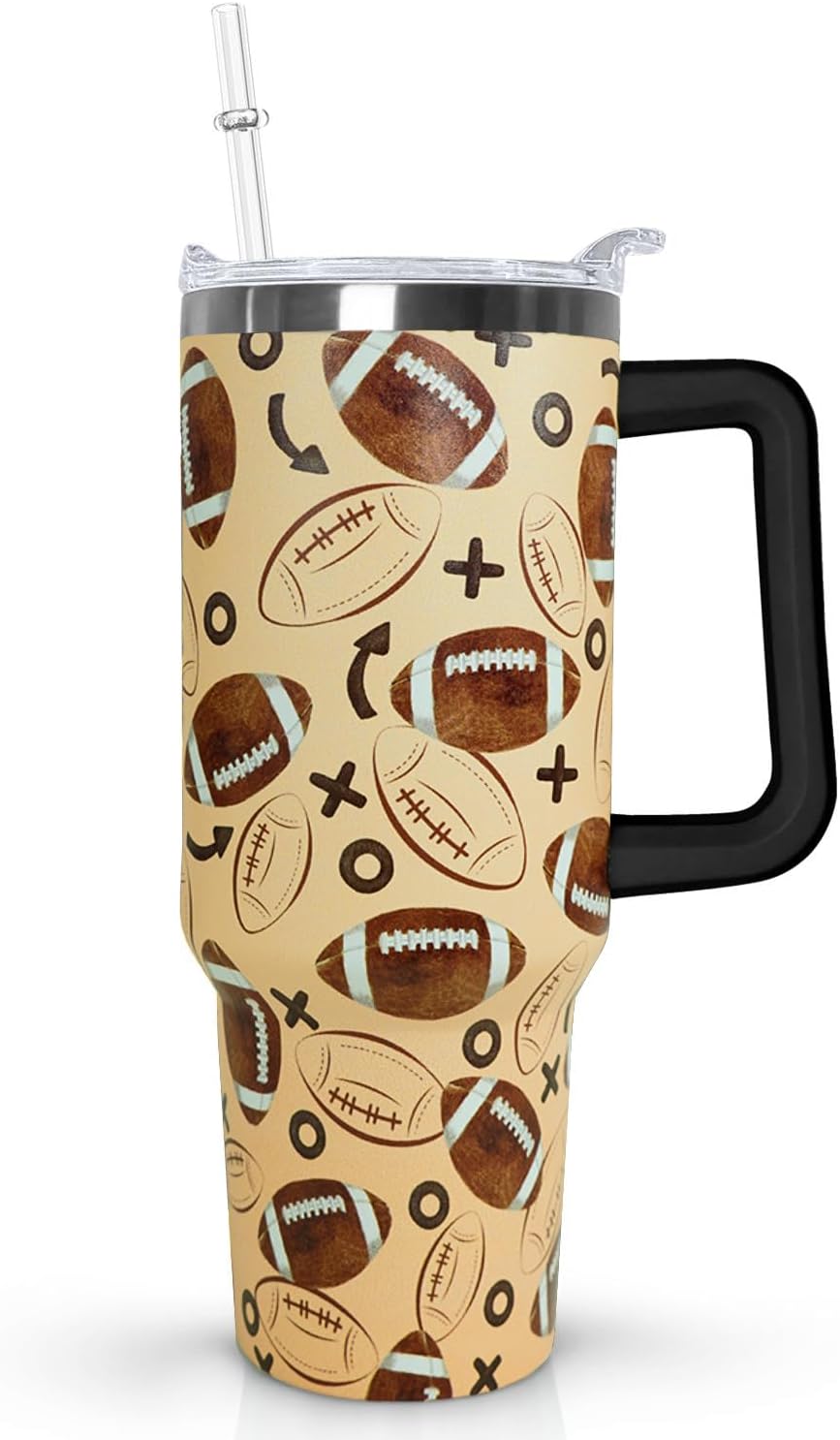 Ceovfoi 40 oz Pickleball Coffee Mug Vacuum Insulated Travel Tumbler with Handle, Lid & Straw - Perfect Pickleball Gifts for Players, Coaches, Lovers | Pickleball Accessories