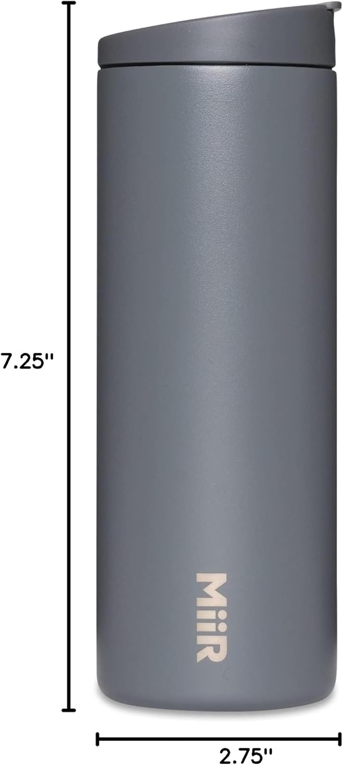 MiiR Flip Traveler 16oz - Double-Wall Vacuum Insulated with Flip Lid, BPA-Free Stainless Steel Construction, Insulated Tumbler for Hot or Cold Drinks