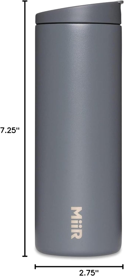 MiiR Flip Traveler 16oz - Double-Wall Vacuum Insulated with Flip Lid, BPA-Free Stainless Steel Construction, Insulated Tumbler for Hot or Cold Drinks