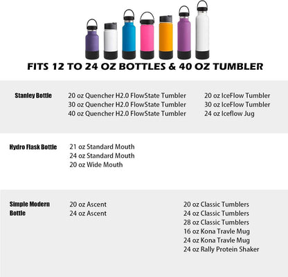 5Pcs Silicone Bottle Boot, Bottom Protector Compatible with Stanley/Hydroflask/Iron Flask/Simple Modern, 2.9-3in Bottom Width of Stainless Water Bottle