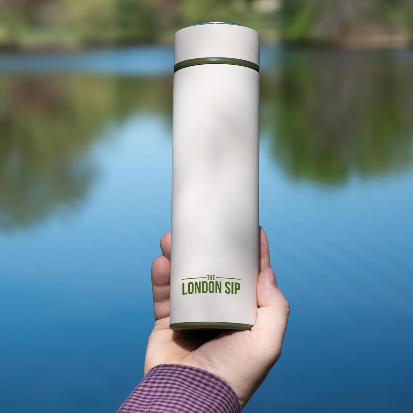 The London Sip Multi-Purpose Travel Mug and Tumbler Fruit Infused Flask Hot and Cold Double Wall Stainless Steel Thermos with Extra-Long Infuser, Purple