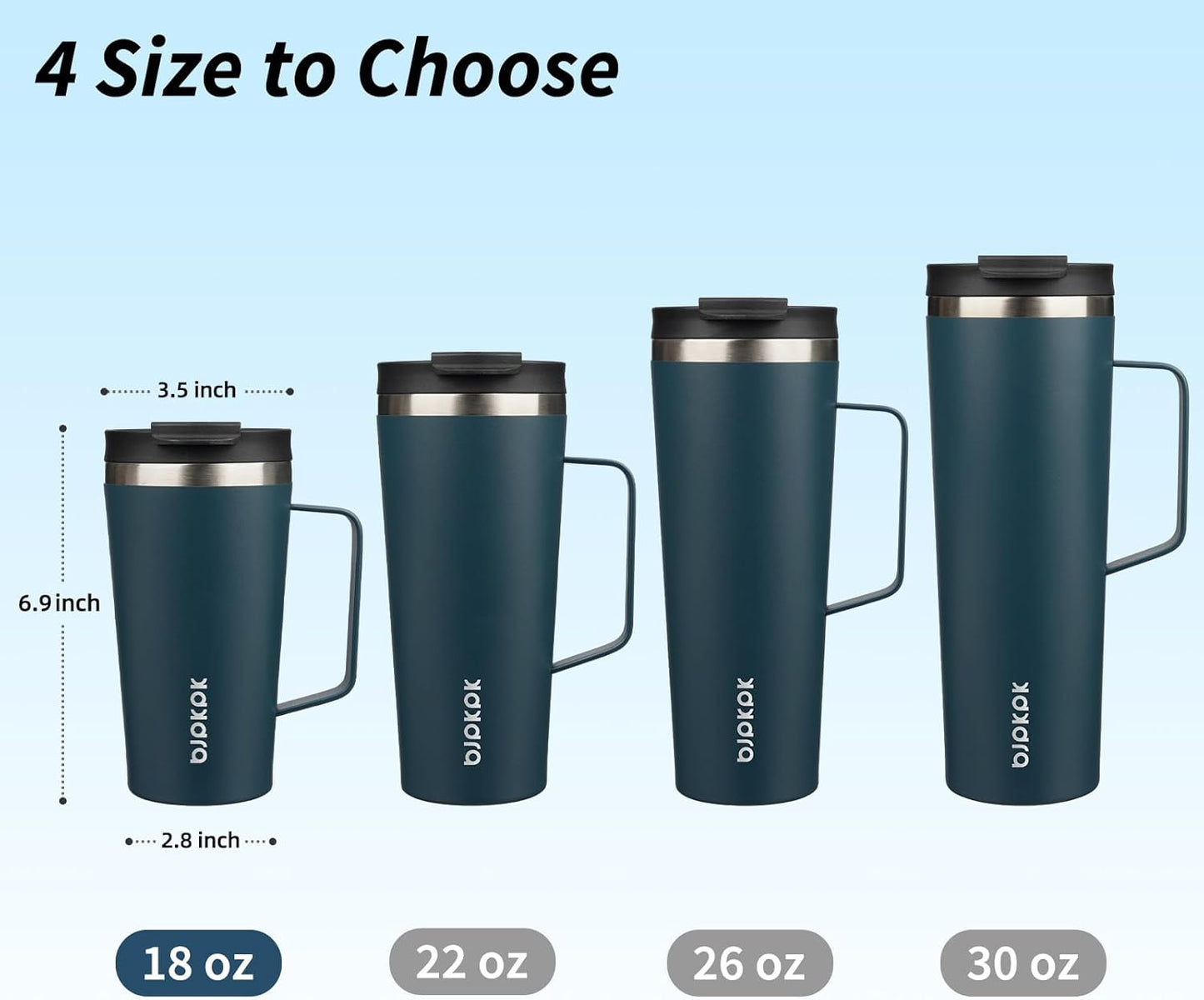 BJPKPK Insulated Tumbler with Handle, 18oz Insulated Tumblers with Lid and Straw, Stainless Steel Metal Water Bottles, Coffee Travel Mugs, Cups, Marshmallow