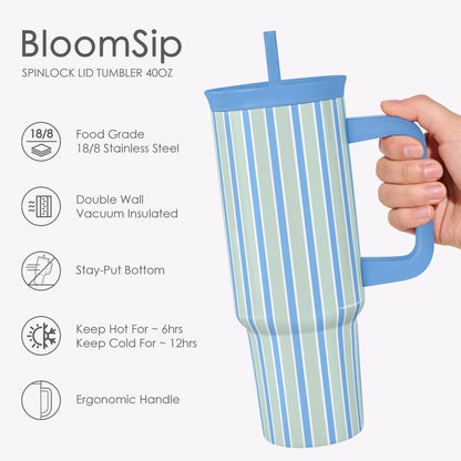 SANDJEST Pickleball Stainless Steel Locking Lid Silicone Straw Tumbler with Handle 40oz, Insulated Stainless Steel Travel Cup for Women Girls Friends Players, Gift Idea for Birthday Christmas