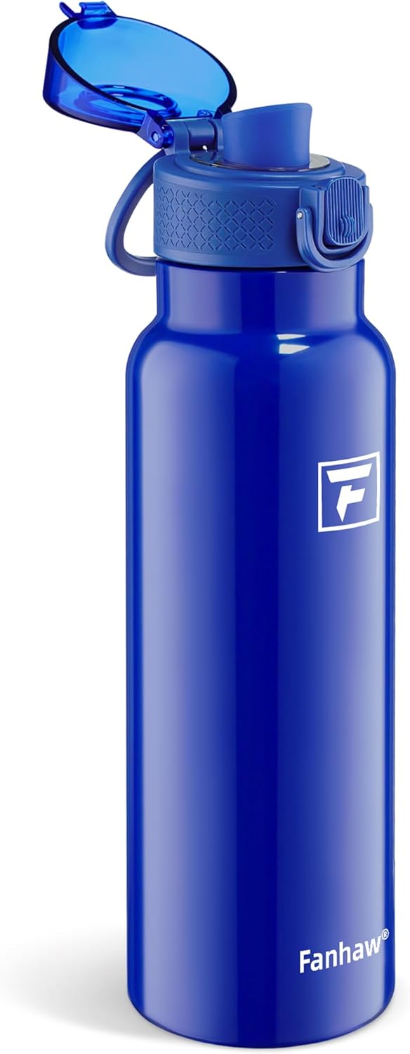 Fanhaw 24 oz Insulated Water Bottle with Soft Silicone Spout Lid, Leakproof Stainless Steel Vacuum Bottle for School, Sports& Daily Use, Kids, Teens& Adults, Back to School Essentials (Pink)