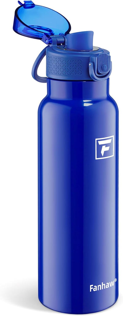 Fanhaw 24 oz Insulated Water Bottle with Soft Silicone Spout Lid, Leakproof Stainless Steel Vacuum Bottle for School, Sports& Daily Use, Kids, Teens& Adults, Back to School Essentials (Pink)