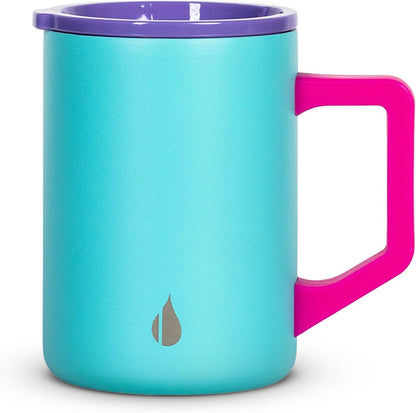 Elemental Insulated Coffee Mug - Triple-Wall Stainless Steel Summit Travel Cup for Hot and Cold Drinks - Thermal Coffee Mug with Lid and Handle for Camping, Office & Travel 16oz - Rainbow Speckle