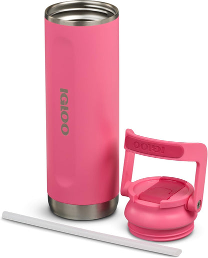 Igloo 20 oz Stainless Steel Tumbler | Sport Sipper Bottle | Thrift Pink