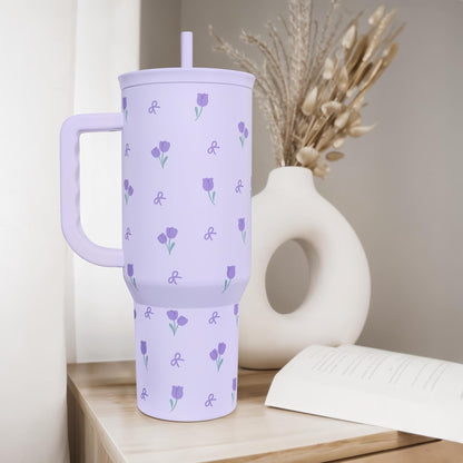 SANDJEST Pickleball 40oz Tumbler With Handle and Straw, Pickleball Queen Insulated Stainless Steel Travel Coffee Mug for Women Girls Players, Gift Idea for Birthday Christmas Mothers Day