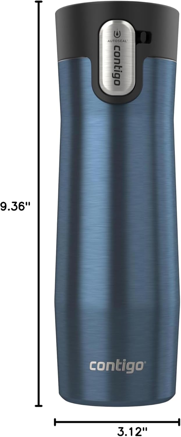 Contigo AUTOSEAL West Loop Vacuum-Insulated Stainless Steel Travel Mug with Easy-Clean Lid 12 oz Blueberry