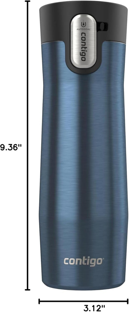 Contigo AUTOSEAL West Loop Vacuum-Insulated Stainless Steel Travel Mug with Easy-Clean Lid 12 oz Blueberry