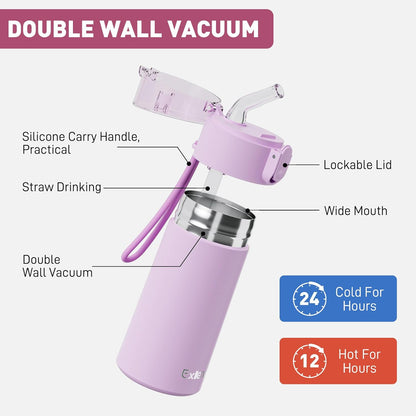 5oz Small Water Bottles with Straw, Mini Water Bottle with One-Hand Open Design, Leak-Proof Locking Lid for Hot&Cold Drinks, Small Travel Water Bottle - 100% Leakproof for School, Travel...(Mint)