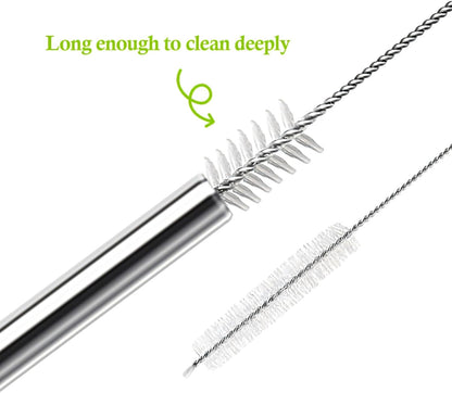 10.5 Inch Stainless Steel Straws Replacement for Starbucks Cold Cup Venti 24 oz, 6 PCS Straight Reusable Metal Straw with Cleaning Brush, 10.5" X 0.31" Compatible with Starbucks Tumblers