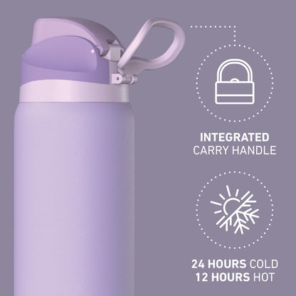 Hydrapeak Oasis 32oz Insulated Water Bottle with Locking Chug Lid & Handle, Leakproof Stainless Steel Travel Tumbler, Great for Gym, Work & Everyday Hydration, Stone 1