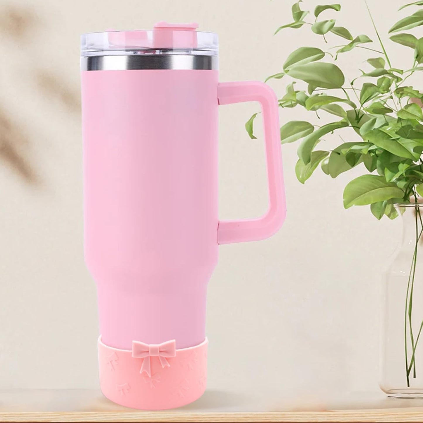 1Pcs Black Bow Protective Cup Boot for 20 30 40oz Stanley Bumper, Silicone Tumbler Bottom Sleeve Cover Accessories for Women