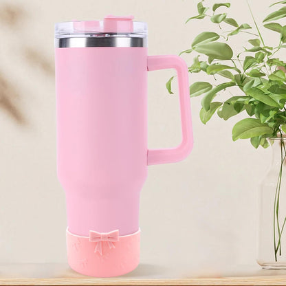 1Pcs Black Bow Protective Cup Boot for 20 30 40oz Stanley Bumper, Silicone Tumbler Bottom Sleeve Cover Accessories for Women