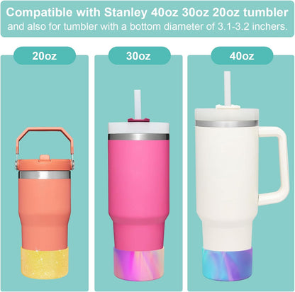 Airboat Upgrade 2PCS Protective Silicone Boot Bumper for Stanley Quencher Adventure 40oz 30oz IceFlow 20oz 30oz Tumbler, Water Bottle Bottom Sleeve Cover Accessories for Stanley Mug Cup(Black)