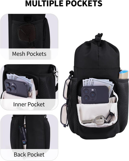 sportsnew Large Water Bottle Bag for 32/40/64oz Cup & Tumbler,Crossbody Insulated Cup Sleeve Bottle Holder Carrier with Strap