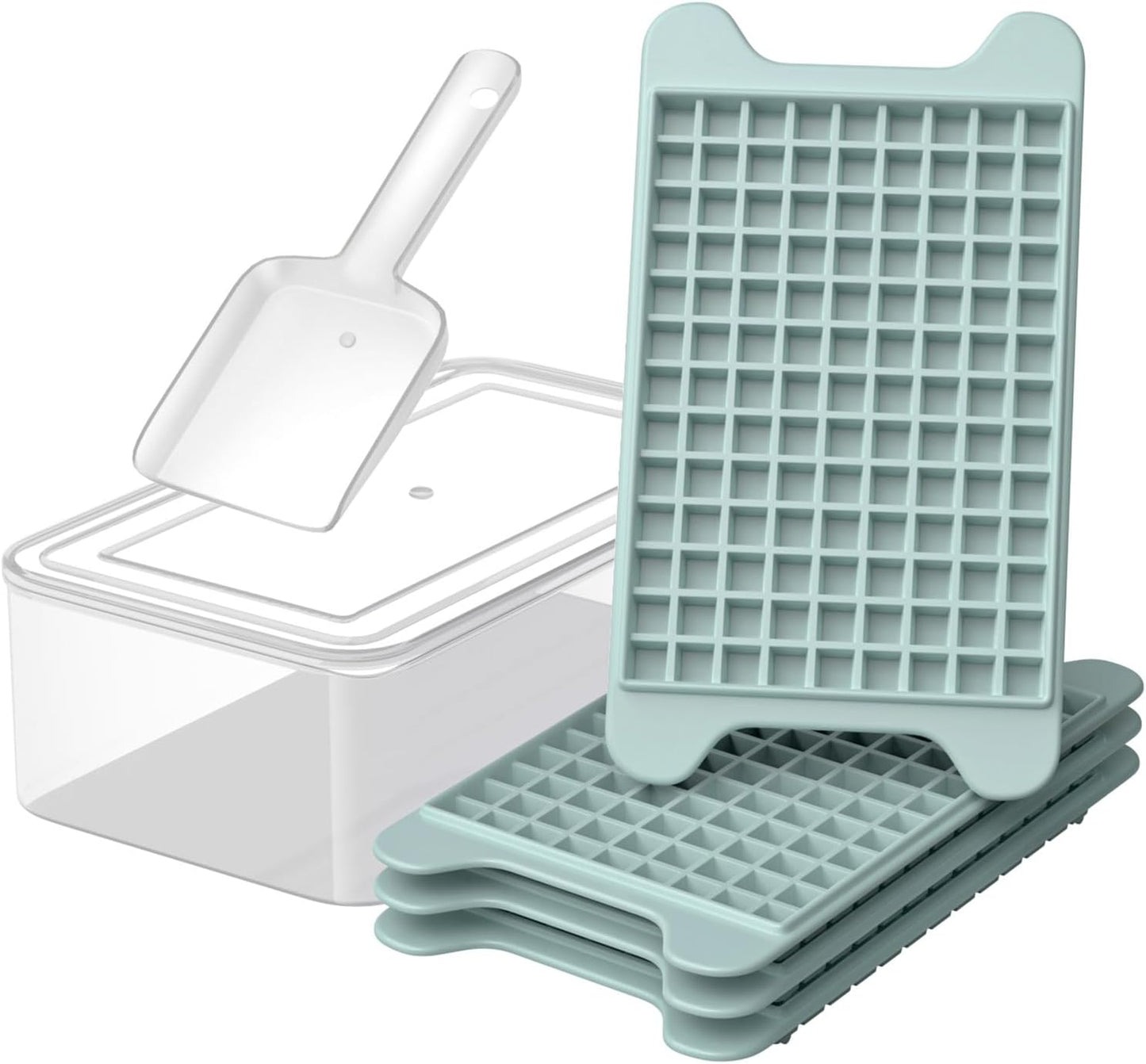 Mini Ice Cube Tray for Freezer: GGUW Nugget Ice Cube Tray with Bin - Crushed Ice Tray Making 4×117 PCS Icecube - Easy Release Iced Maker Trays