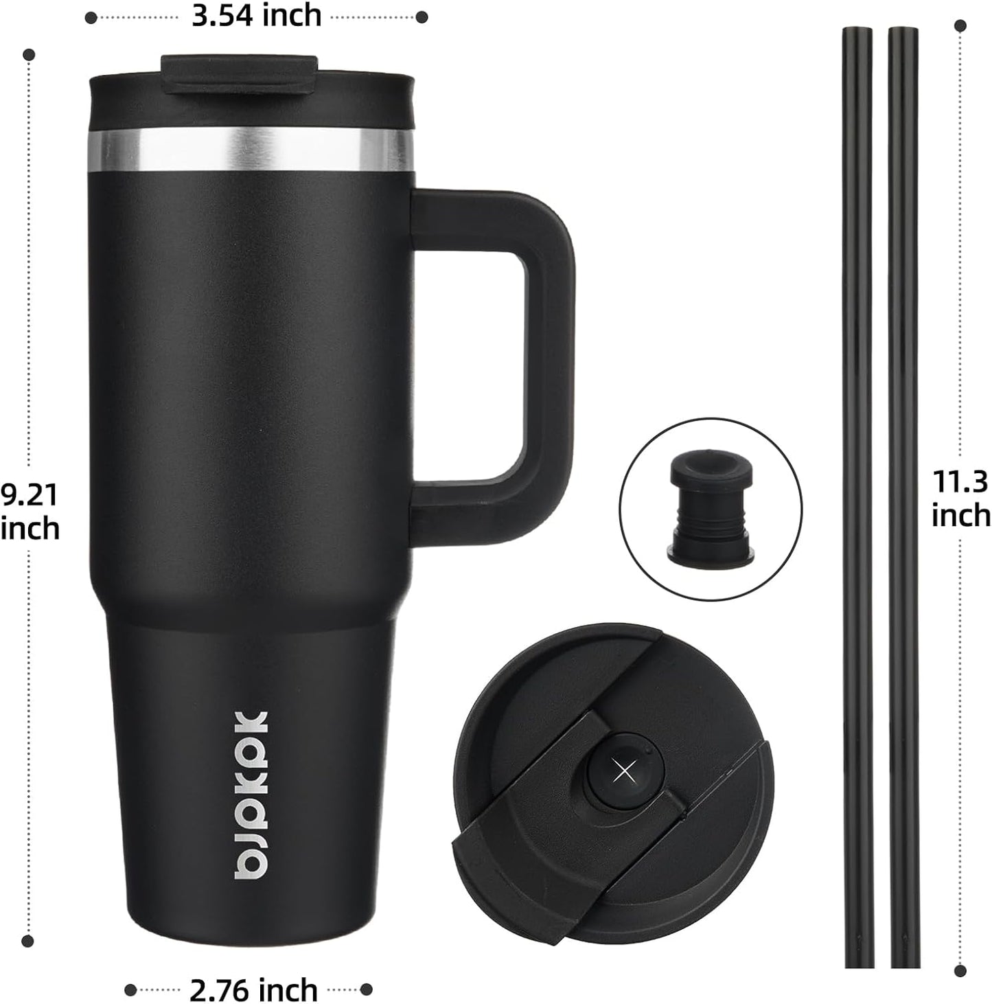 BJPKPK 30oz Stainless Steel Insulated Tumbler With Handle And Lid Straw Travel Coffee Mug Thermal Cup,Black