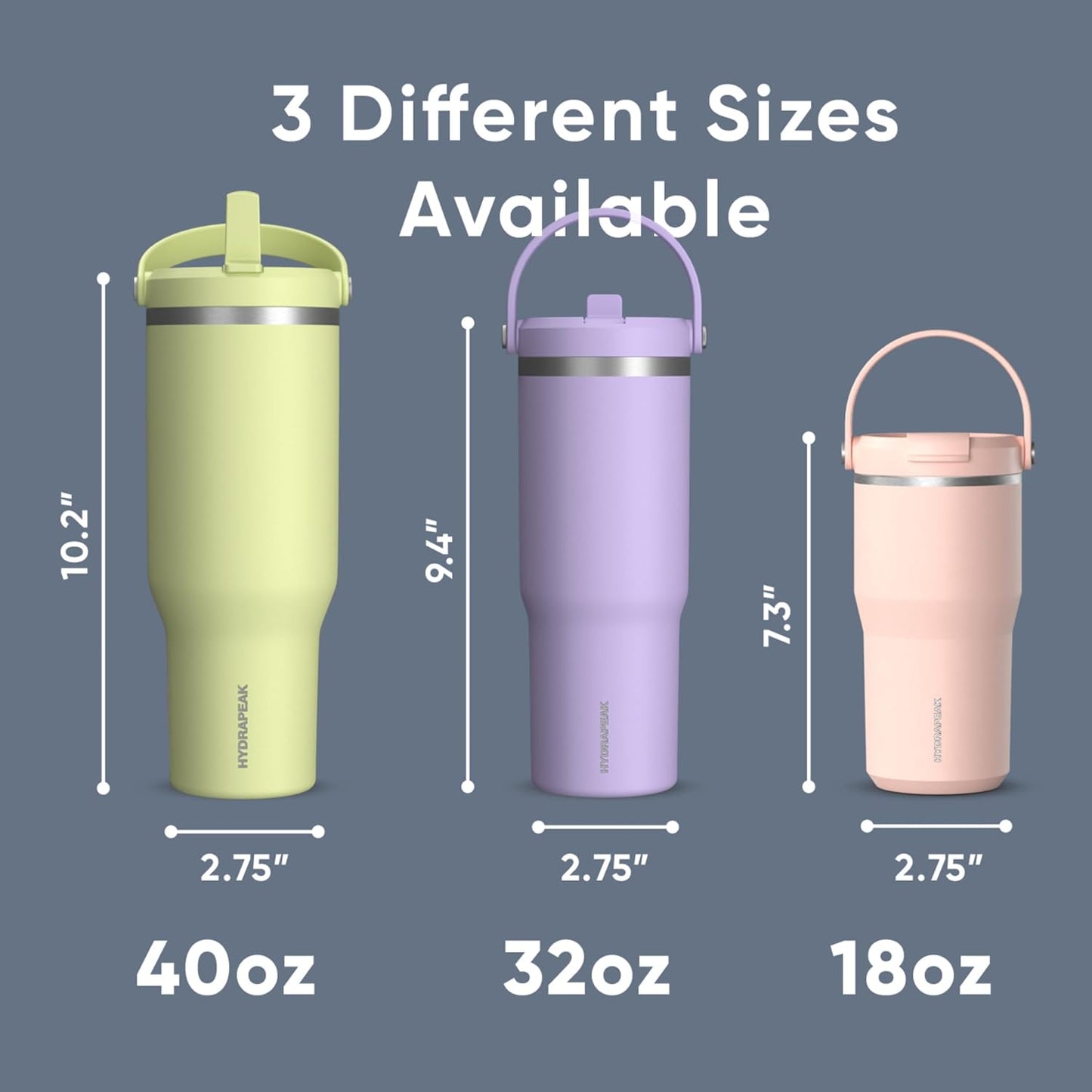 Hydrapeak Nomad 32oz Insulated Stainless Steel Travel Tumbler with Handle & Straw Lid, Leakproof, Cupholder Friendly, Keeps Drinks Cold 24 Hours, Reusable Bottle for Daily Hydration (Pale Sage)