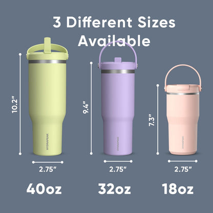 Hydrapeak Nomad 32oz Insulated Stainless Steel Travel Tumbler with Handle & Straw Lid, Leakproof, Cupholder Friendly, Keeps Drinks Cold 24 Hours, Reusable Bottle for Daily Hydration (Pale Sage)