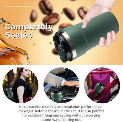SPLMIFA Travel Coffee Mug Leak-Proof, Reusable Coffee Cups with Lids, Stainless Steel Vacuum Insulated Coffee Tumblers, Thermal Insulation Cup for Men and Women Hot & Cold Drinks(2nd-Green Pink, 12OZ)