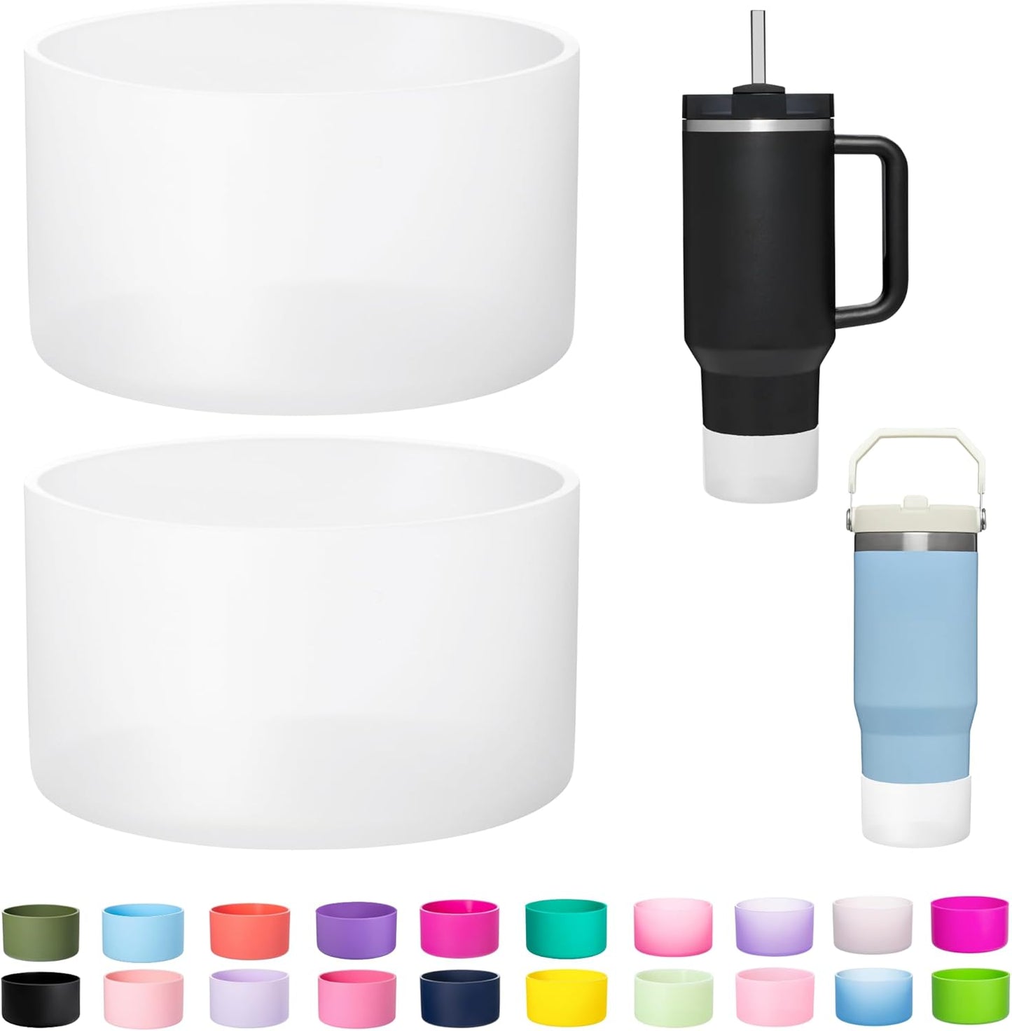 2-Pack Silicone Boot for Stanley Cup 30oz & 40oz, Anti-Slip & Noise Reducing Bottom Protector, BPA-Free Tumbler Base Cover for Quencher H2.0 30/40oz & IceFlow 20/30oz, Accessories for Car & Travel