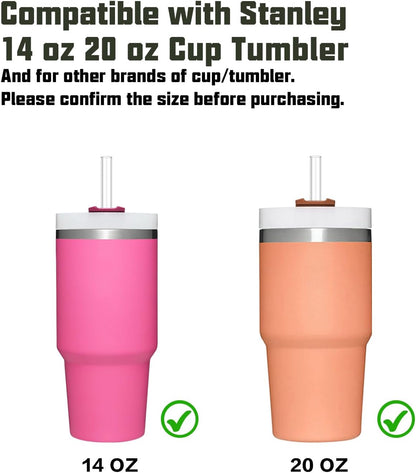 Replacement Straw Compatible with Stanley 40 oz 30 oz Cup Tumbler, 6 Pack Reusable Straw with Cleaning Brush, Plastic, Clear