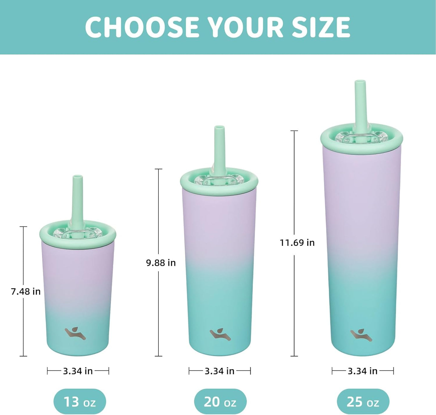 Konokyo 25oz Insulated Tumbler with Lid and Straw, Reusable Iced Coffee Cup with Lid, Travel Coffee Mug, BPA-Free, Leak-Proof and Durable, Oasis