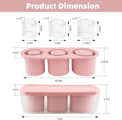 Fu Store Ice Cube Tray for Tumbler Cup 30-40 oz, 3pcs Silicone Ice Cube Molds With Lid and Bin for Chilling Cocktails Whiskey Drinks Juice Coffee Easy Fill and Release Ice Maker (Black, 40 oz)