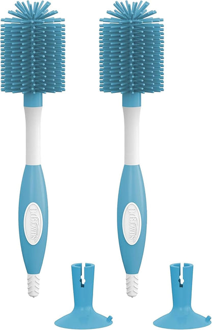 Dr. Brown's Soft Touch No Scratch Baby Bottle Cleaning Brush Nipple Cleaner with Stand and Storage Clip, BPA Free, Blue 1-Pack