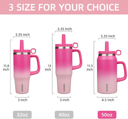 BJPKPK 50oz Insulated Tumbler with Handle Stainless Steel Travel Coffee Mug with Lid Reusable Large Water Bottle with Straw,Sky